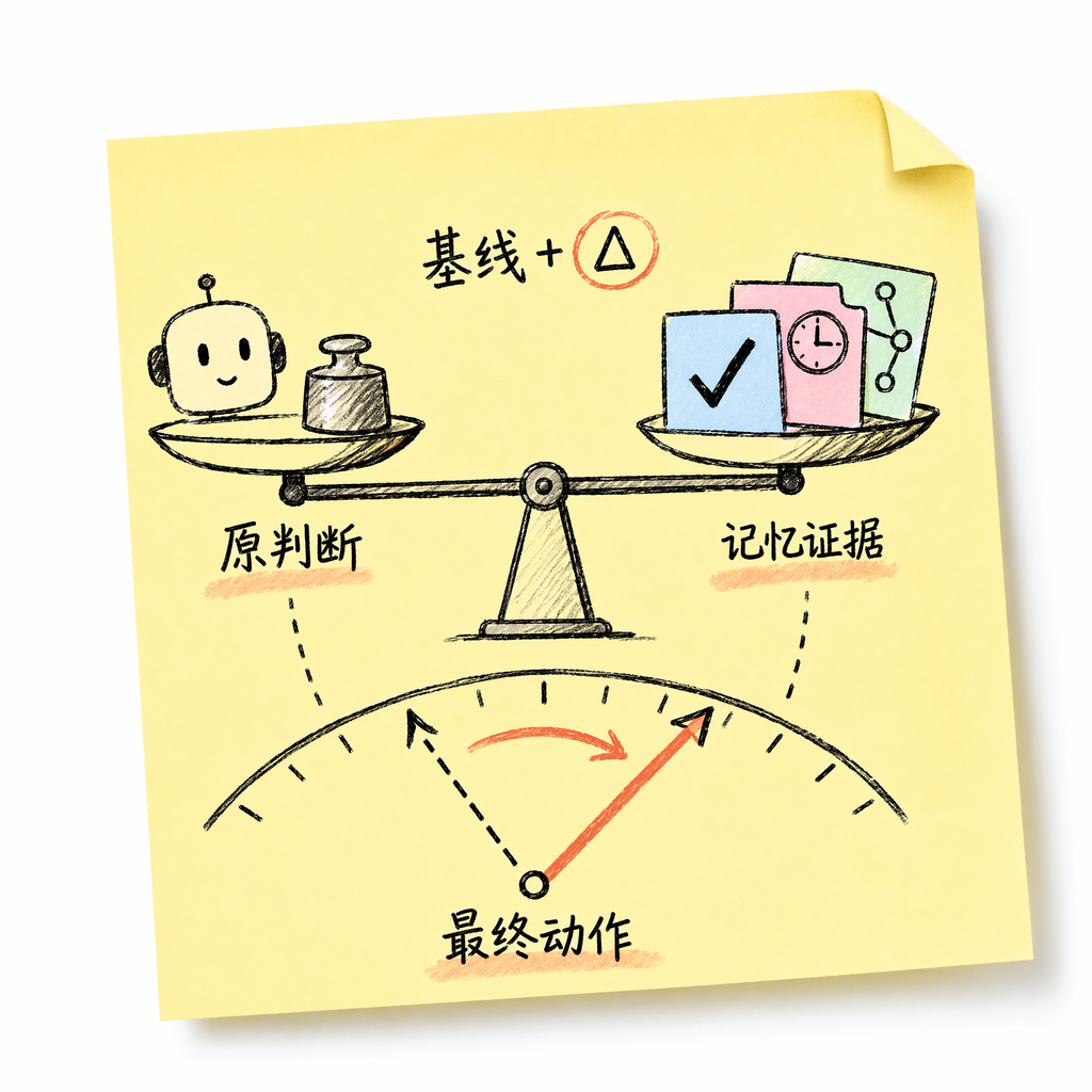 外部记忆对决策的修正项 Delta